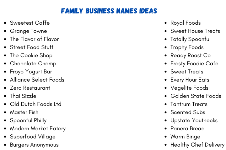 Family Business Names Ideas