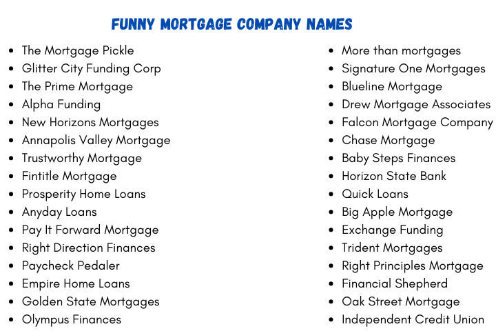 Funny Mortgage Company Names