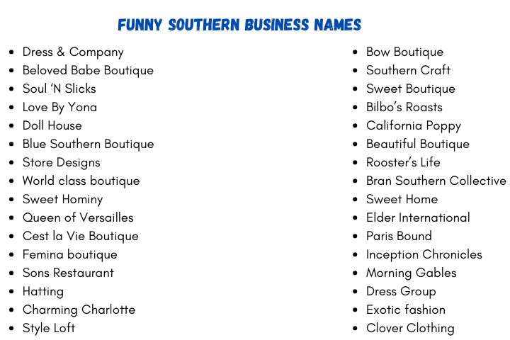 Funny Southern Business Names