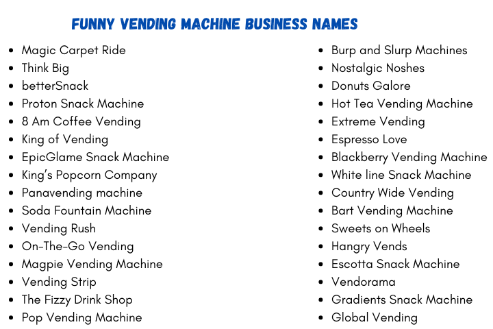 Funny Vending Machine Business Names