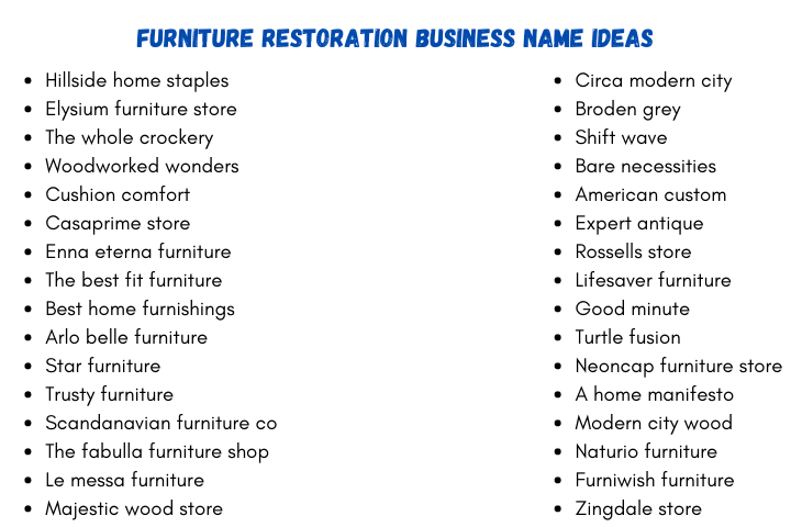 Furniture Restoration Business Name Ideas