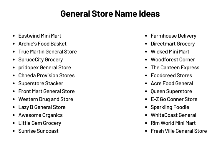 General Store Name Ideas
