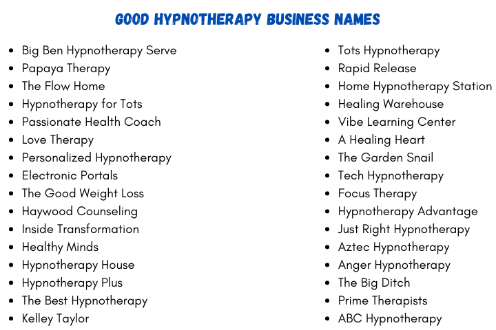 Good Hypnotherapy Business Names