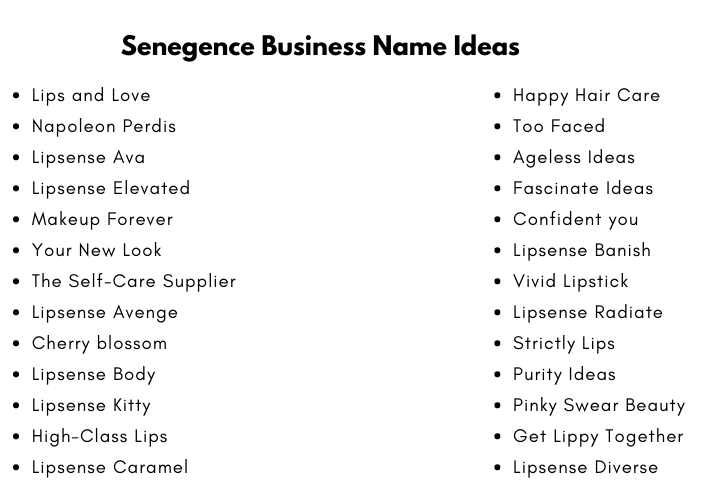 Senegence Business Name Ideas