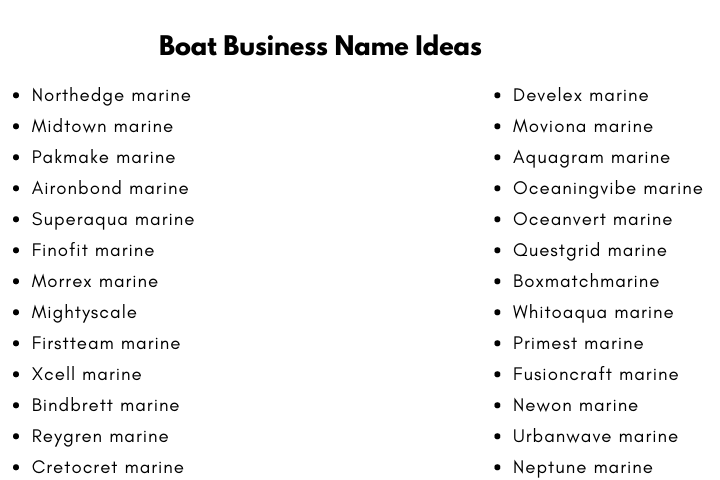 Boat Business Name Ideas