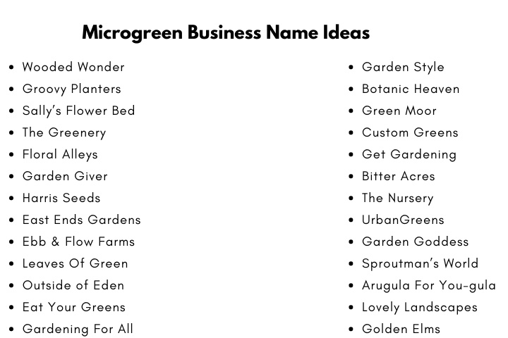 Microgreen Business Name Ideas