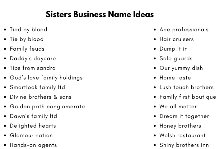 Sisters Business Name Ideas