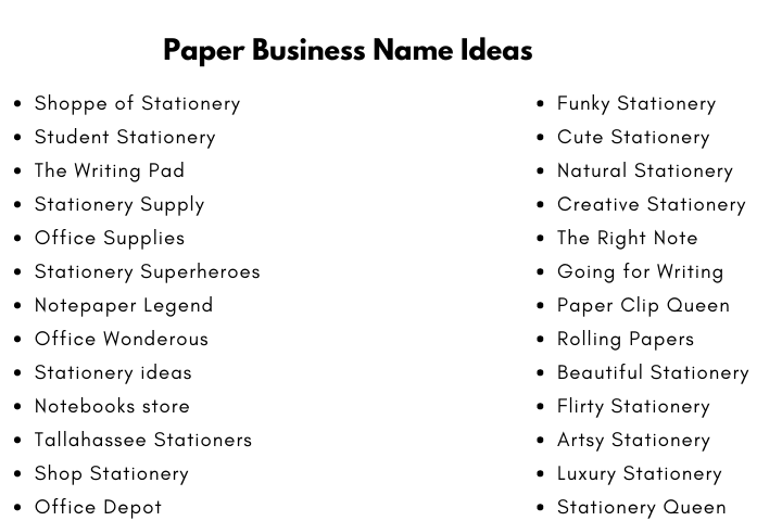 Paper Business Name Ideas