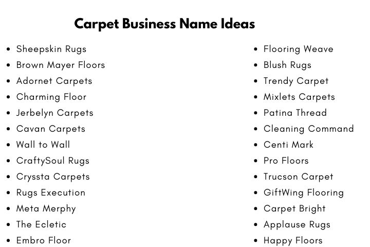 Carpet Business Name Ideas
