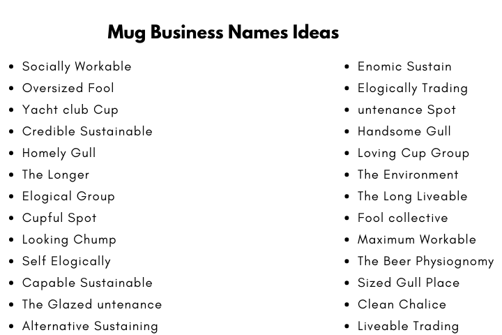 Mug Business Names Ideas