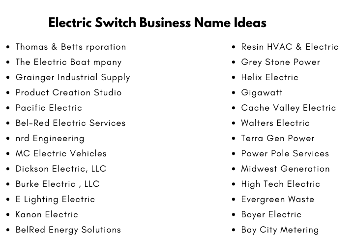 Electric Switch Business Name Ideas