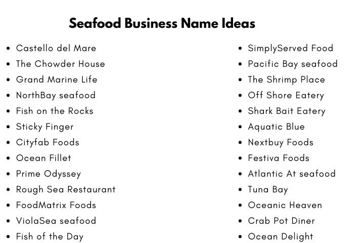 Seafood Business Name Ideas