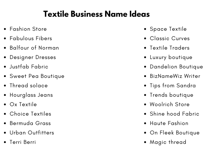 Textile Business Name Ideas
