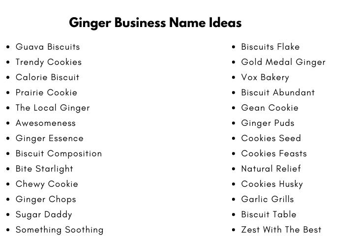 Ginger Business Name Ideas