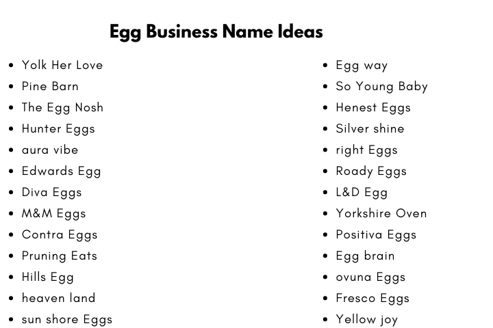 Egg Business Name Ideas