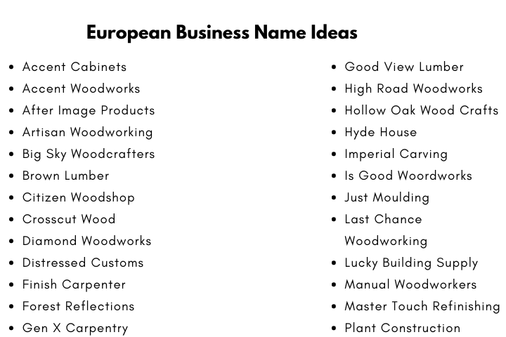 European Business Name Ideas