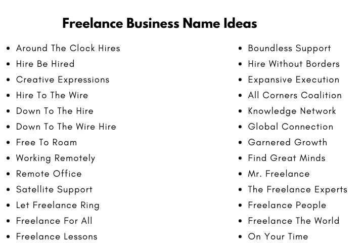 Freelance Business Name Ideas