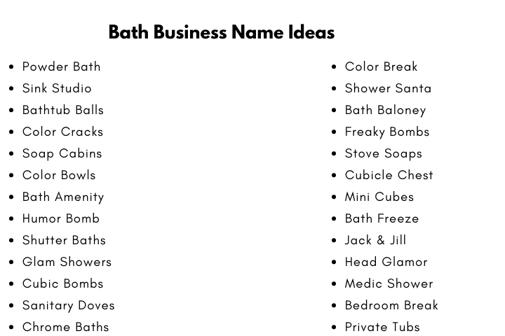 Bath Business Name Ideas