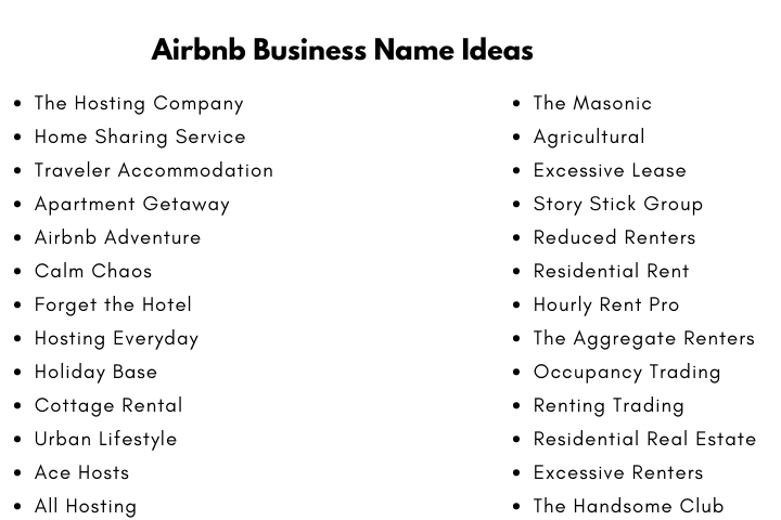 Airbnb Business Name Ideas
