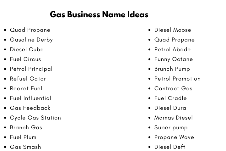 Gas Business Name Ideas
