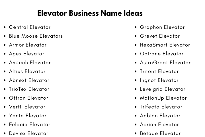 Elevator Business Name Ideas