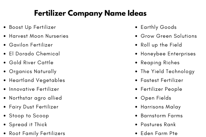 Fertilizer Company Name Ideas