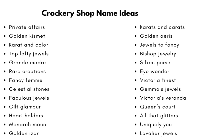 Crockery Shop Name Ideas