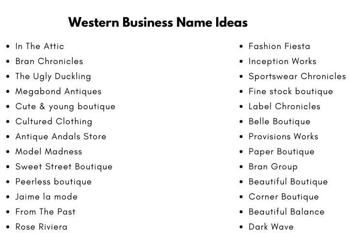 Western Business Name Ideas