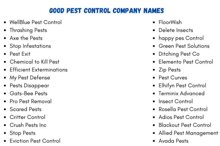 Good Pest Control Company Names