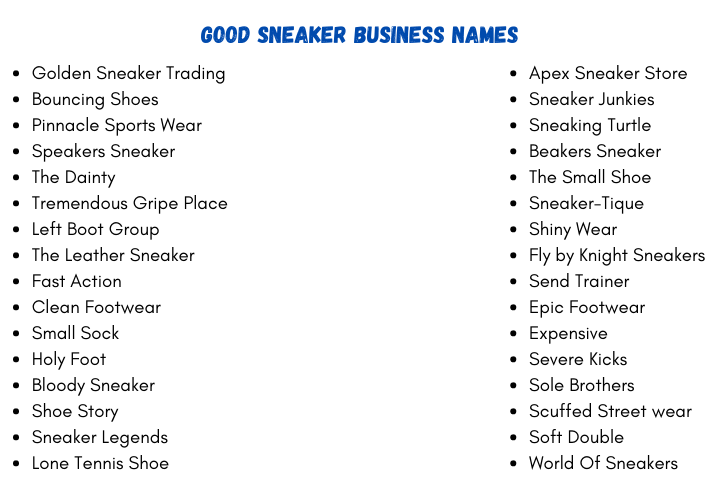 Good Sneaker Business Names