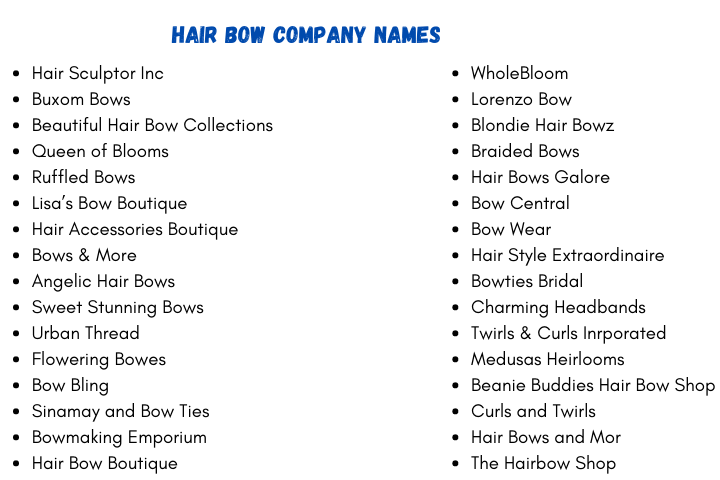Hair Bow Company Names