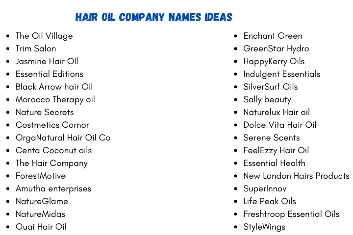 Hair Oil Company Names Ideas
