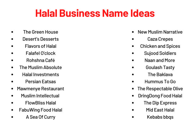 Halal Business Name Ideas