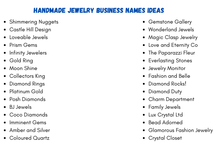 Handmade Jewelry Business Names Ideas
