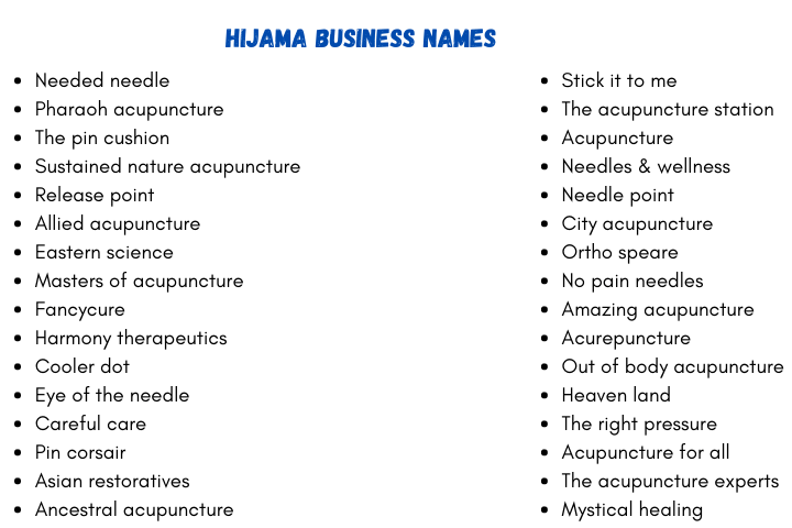 Hijama Business Names