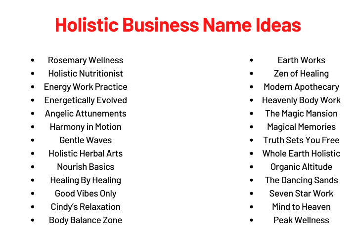 Holistic Business Name Ideas