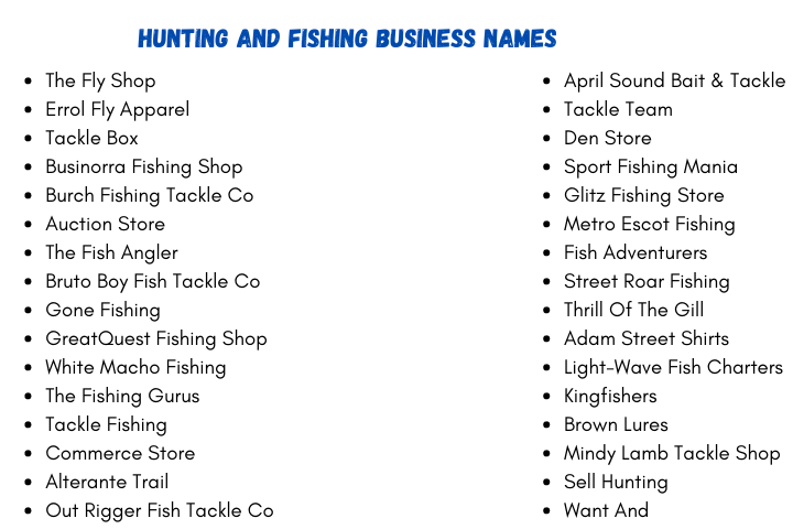 Hunting and Fishing Business Names