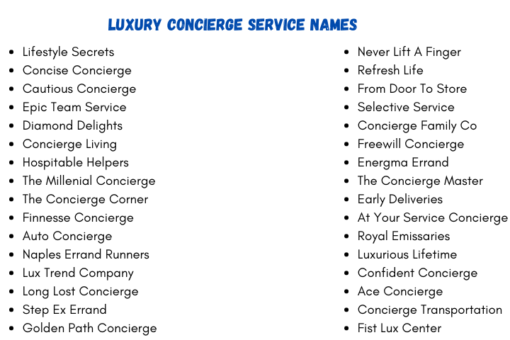 Luxury Concierge Service Names