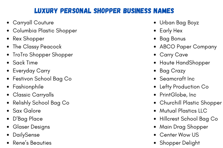 Luxury Personal Shopper Business Names