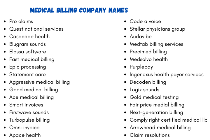 Medical Billing Company Names