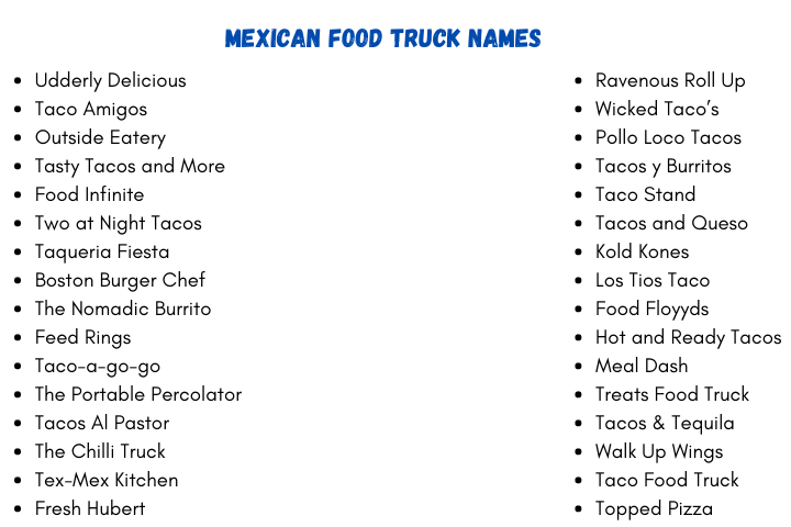 Mexican Food Truck Names