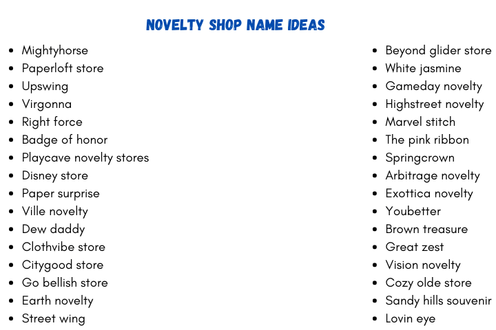 Novelty Shop Name Ideas