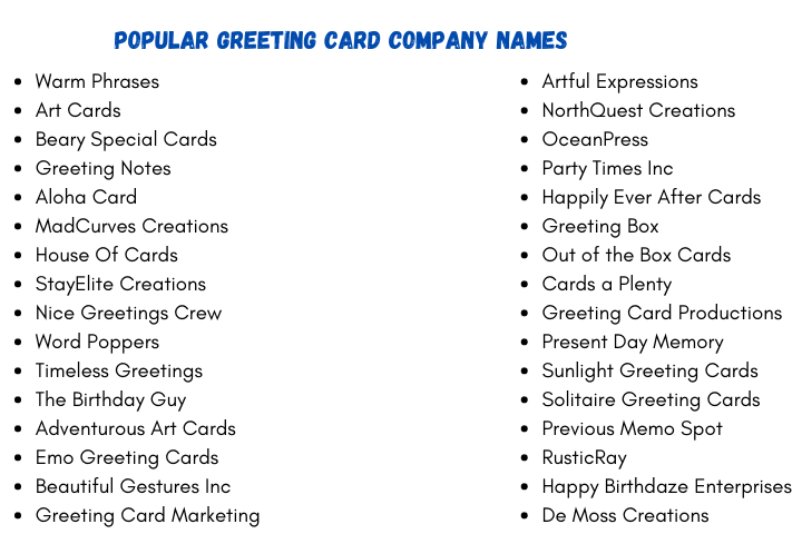 Popular Greeting Card Company Names