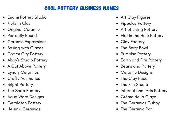 Cool Pottery Business Names