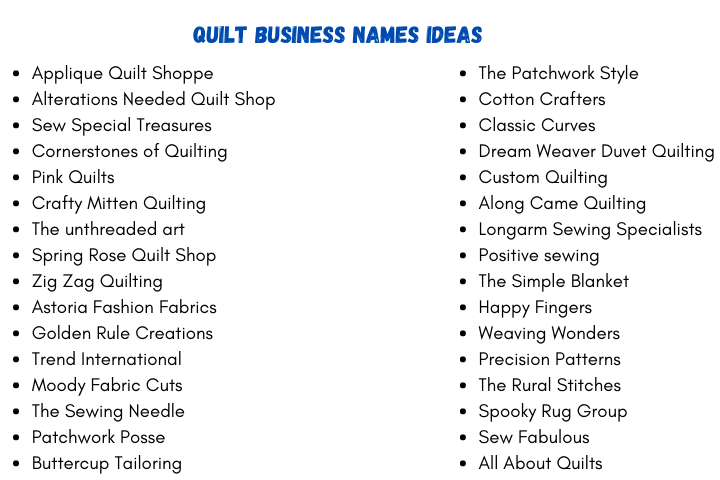 Quilt Business Names Ideas
