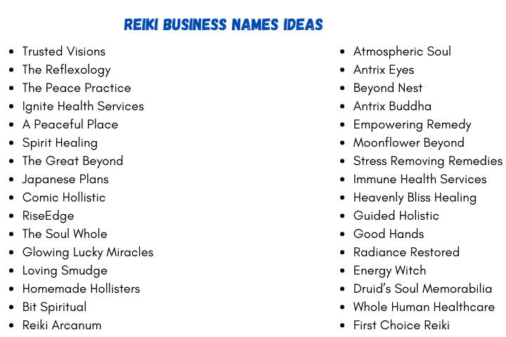 Reiki Business Names Ideas