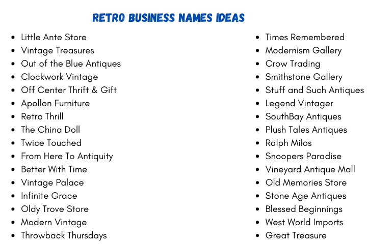 Retro Business Names Ideas