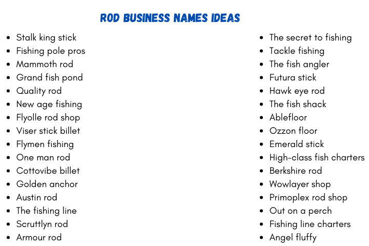 Rod Business Names Ideas
