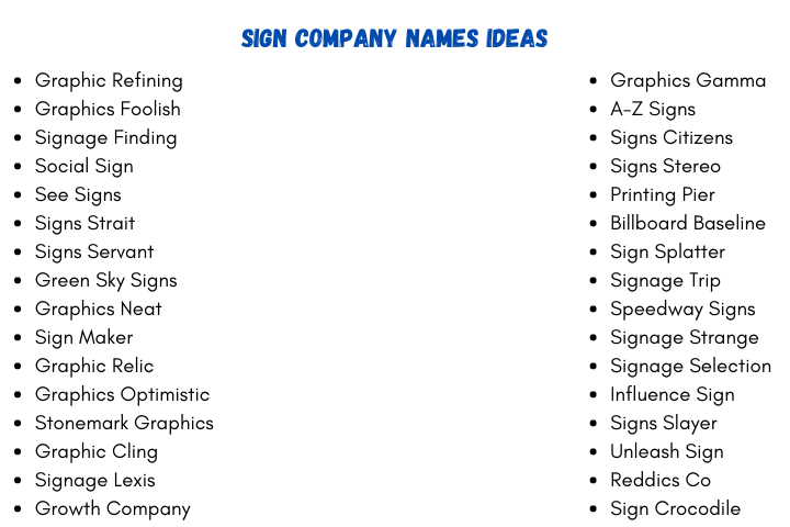 Sign Company Names Ideas