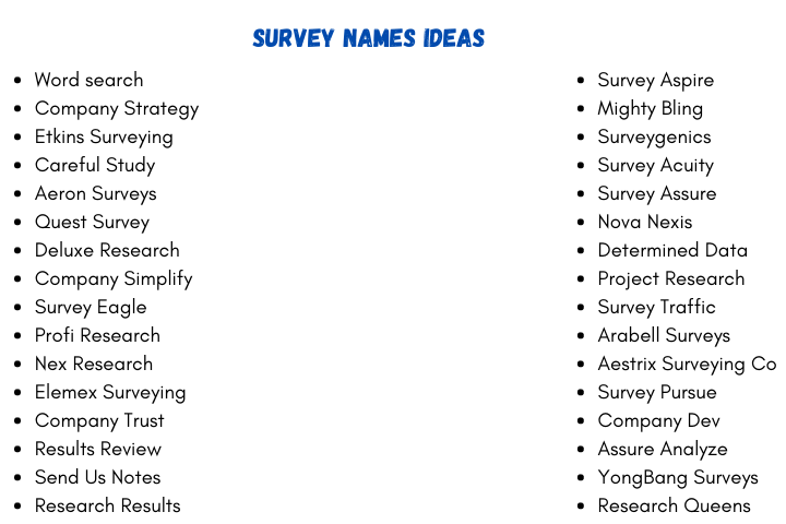 Survey Names Ideas